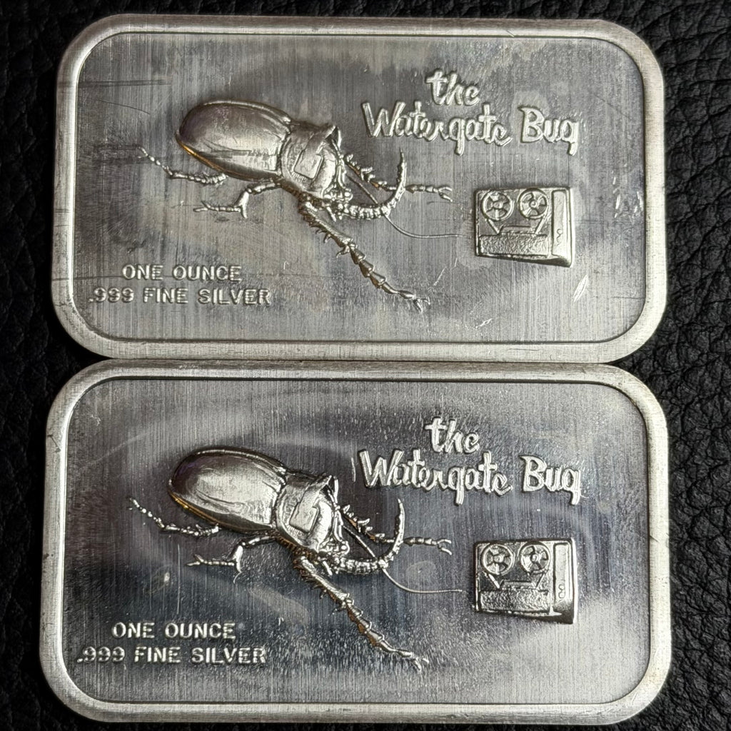 Vintage - Colonial Mint "The Watergate Bug" - 1 Ozt .999 Fine Silver Art Bar