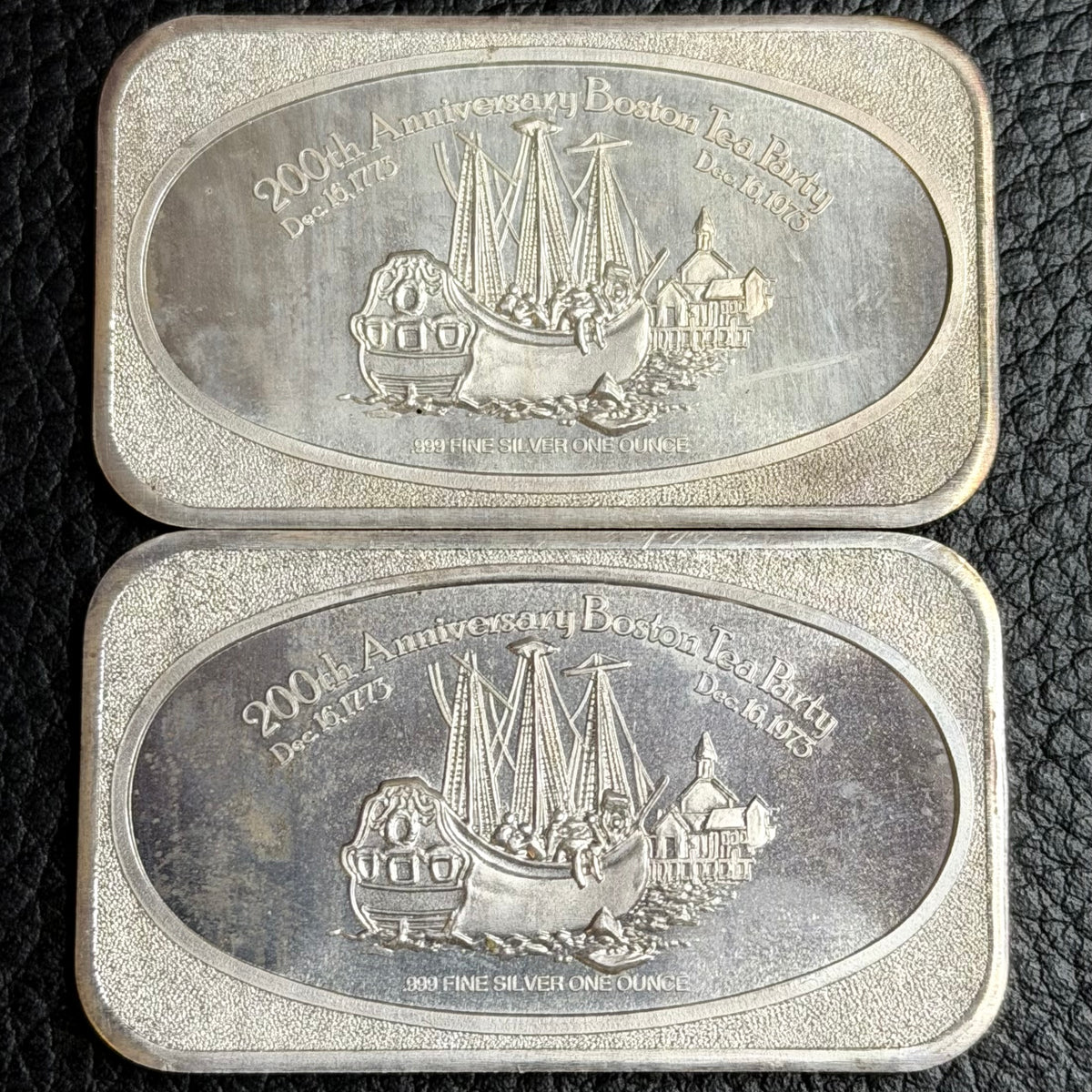 Vintage - US Silver Corp "Boston Tea Party" - 1 Ozt .999 Fine Silver Art Bar