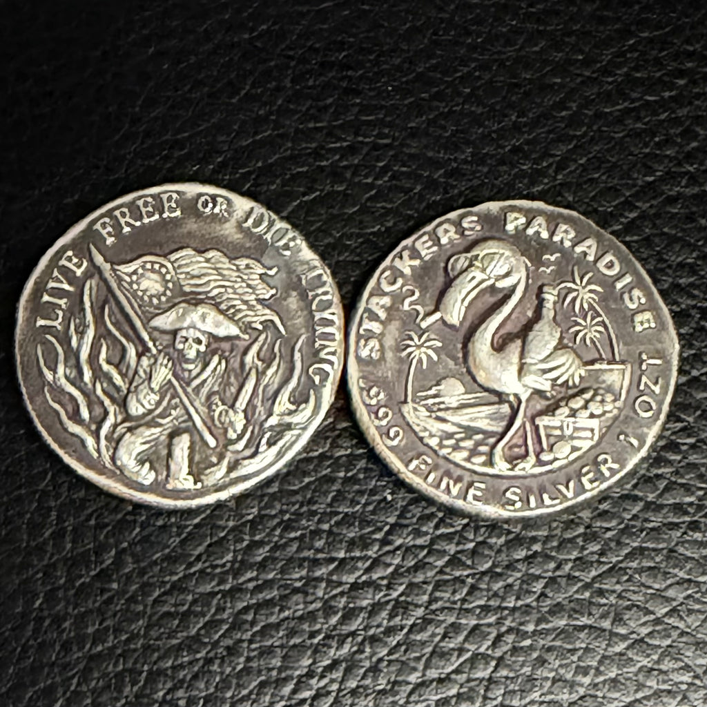 Flipp the Flamingo – “Live Free or Die Trying” 1 ozt Poured Silver Round