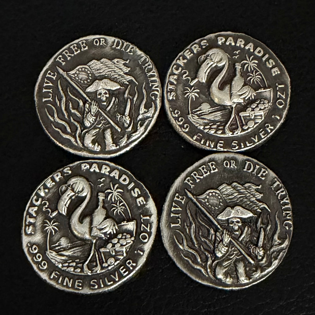 Flipp the Flamingo – “Live Free or Die Trying” 1 ozt Poured Silver Round