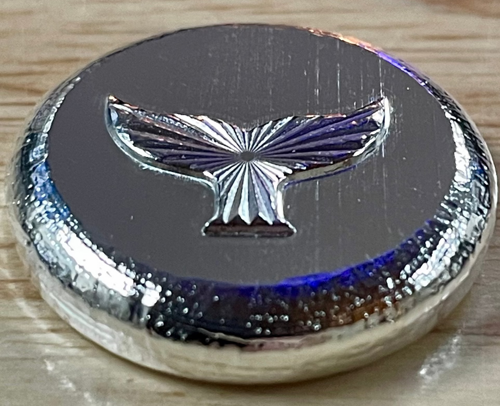 1oz Geometric Whale Tail Pressed Round .999 Fine Silver