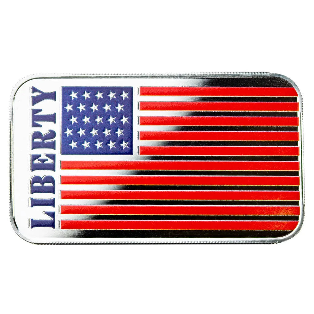 Liberty Flag - 1 Ozt .999 Fine Silver Art Bar