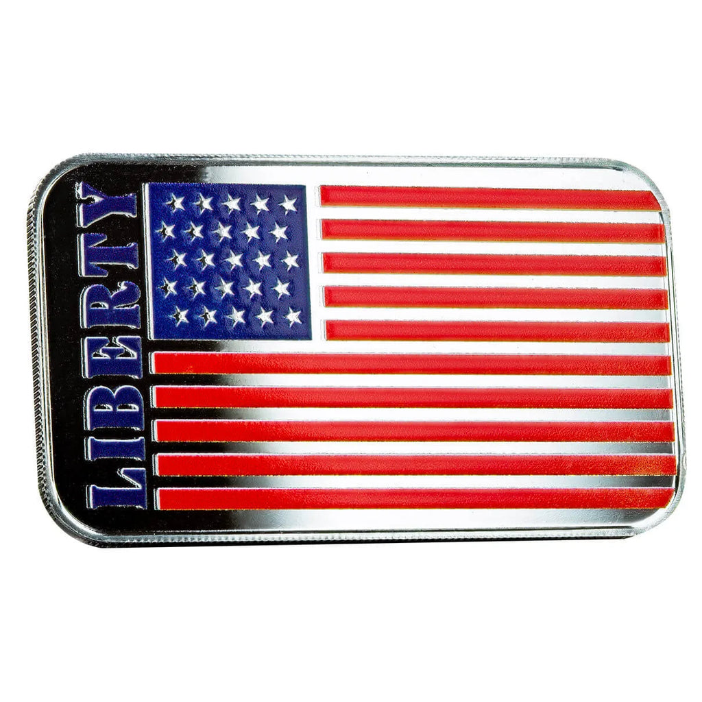 Liberty Flag - 1 Ozt .999 Fine Silver Art Bar