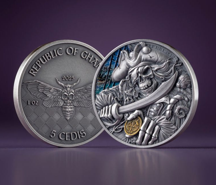 2025 Ghana Memento Mori Pirate Limited Edition 1 oz Silver Coin