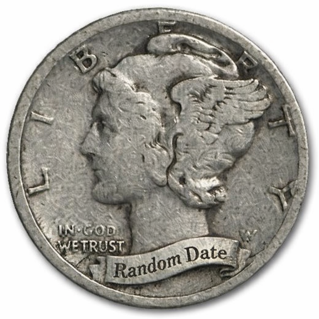$1 Face Value Mercury Dimes - Average Circulated - Clear Date