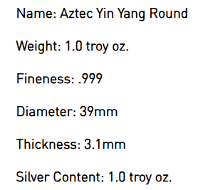 Silver Round 1 OZ Aztec Series - Yin Yang
