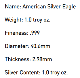 American Silver Eagle - Brilliant Uncirculated - Random Date - 1 Ozt. Fine Silver
