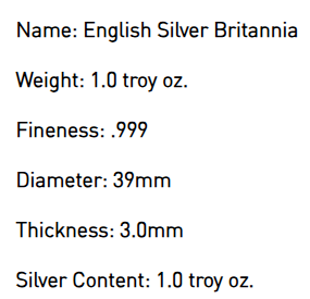 British Britannia - Uncirculated Condition - Random Date - 1 Ozt. Fine Silver