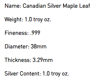 Canadian - Maple Leaf – Current Year - 1 ozt. Fine Silver