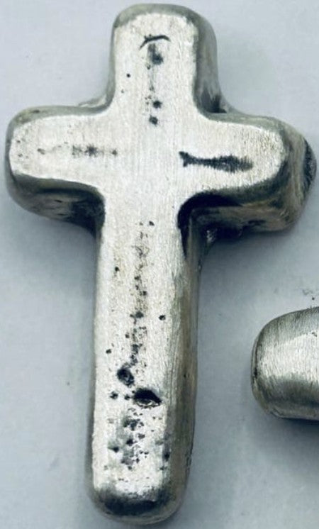 .5 Troy oz MK BarZ 'Delicate Cross' Hand Poured .999 fine silver
