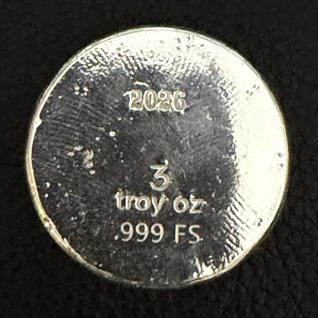 Bunker Bullion -  3 ozt Hammered Round - .999 Fine Silver