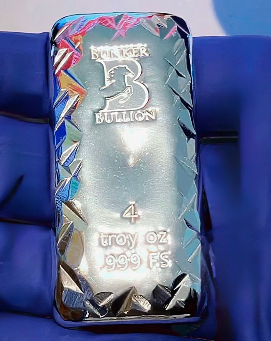 Bunker Bullion -  Fireworks Bar w/ Logo - 4 ozt. Fine Silver