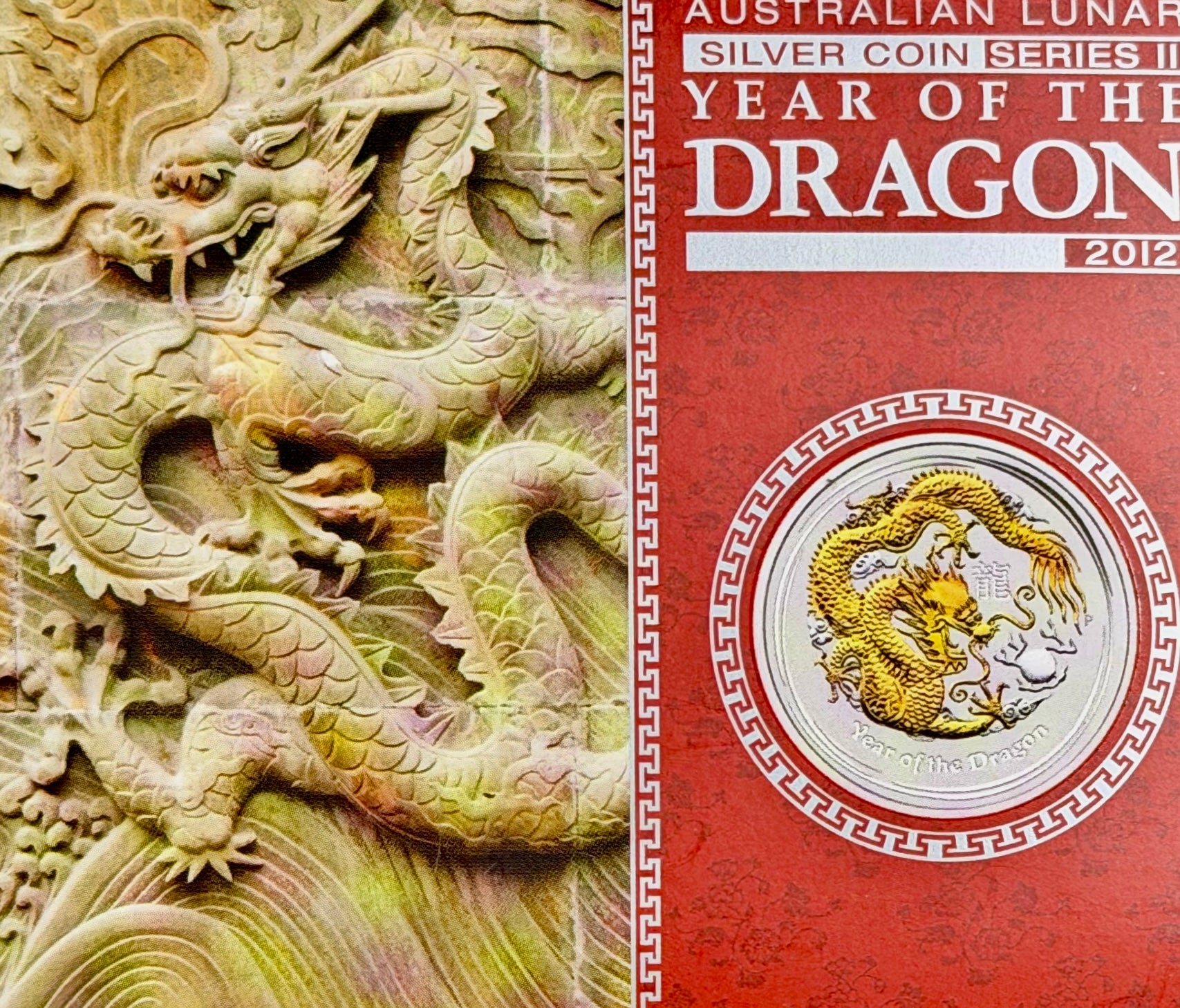 Australian - 2012 24k Gilded Year of the Dragon - 1 Ozt. Fine Silver w/ Complete Original Packaging