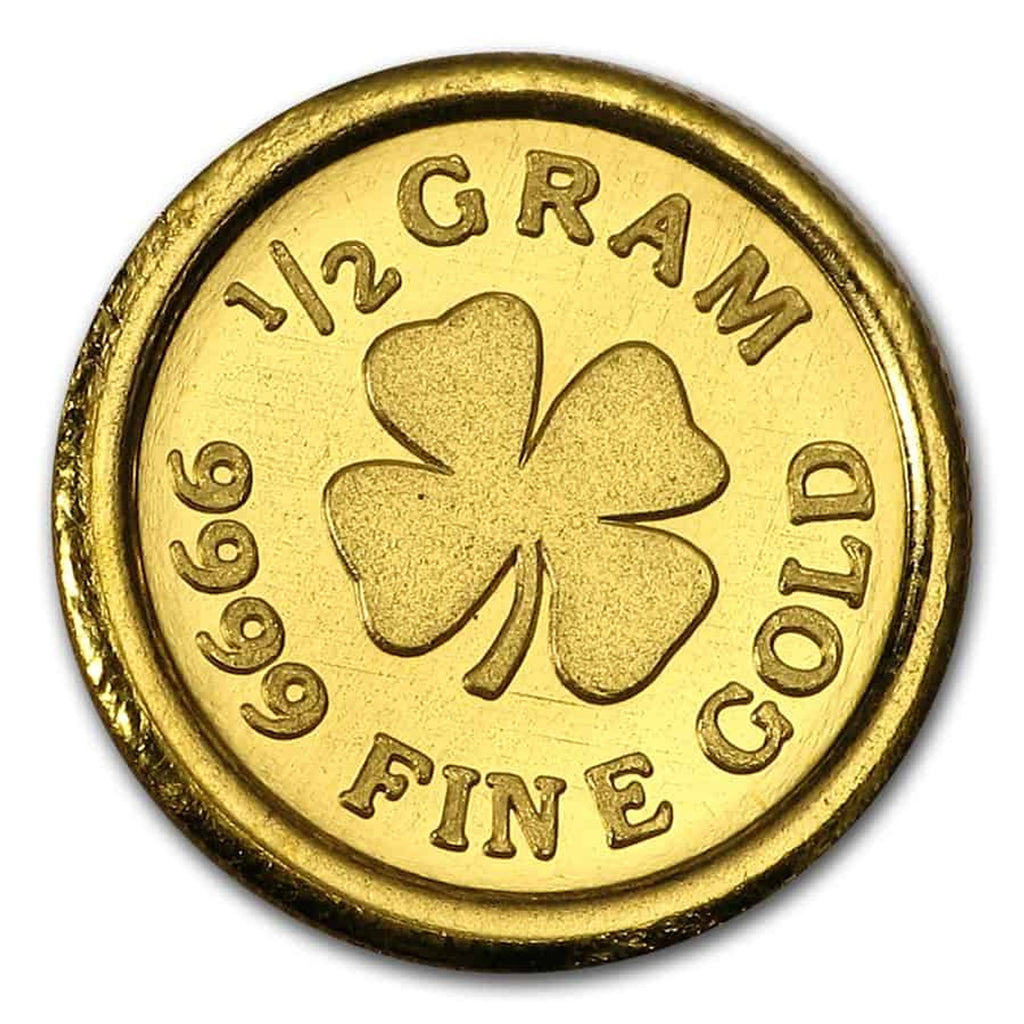 Monarch Mint - 1/2 Gram .9999 Fine Gold Round - Four Leaf Clover (Sealed in Capsule)