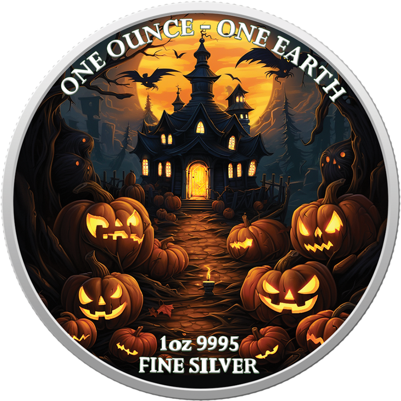 2022 Fiji One Earth Halloween Haunted House Limited Edition 1 oz Silver Coin