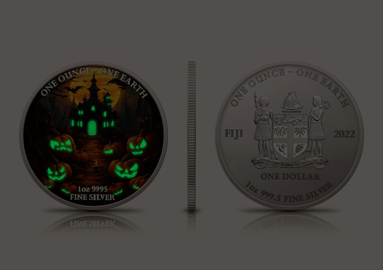 2022 Fiji One Earth Halloween Haunted House Limited Edition 1 oz Silver Coin