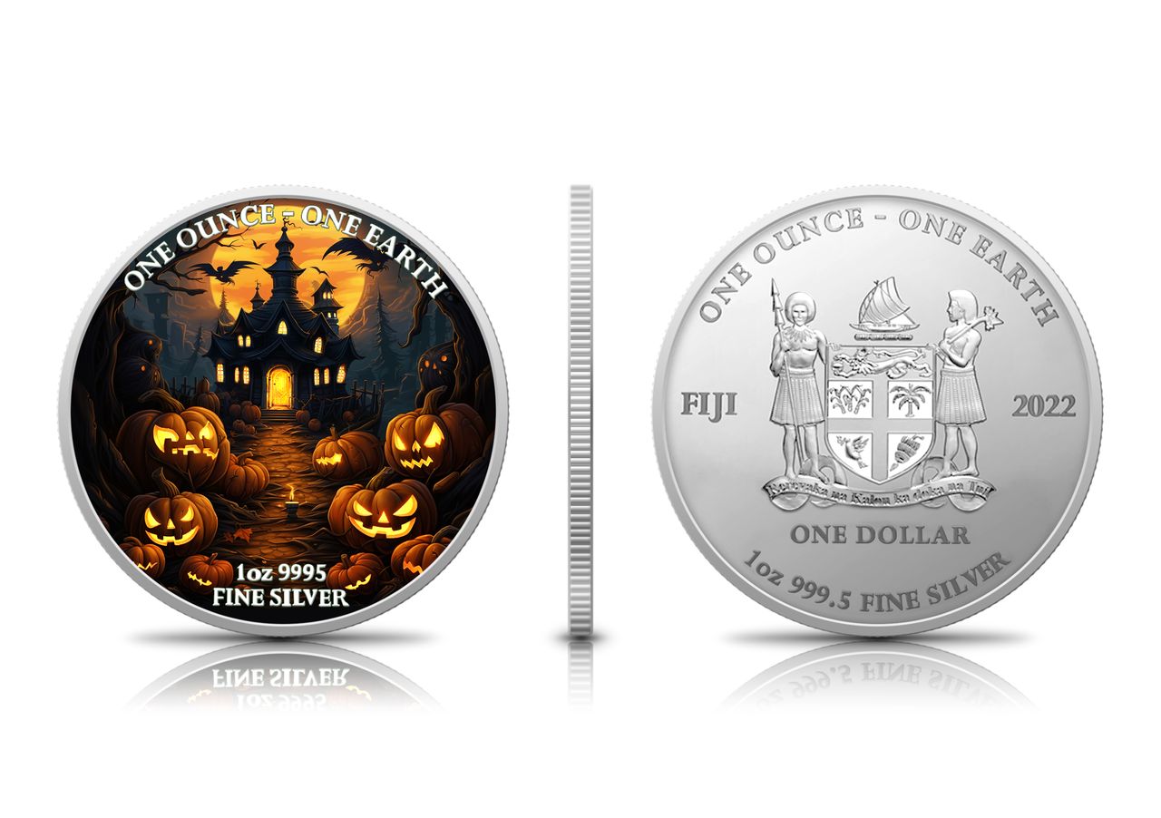 2022 Fiji One Earth Halloween Haunted House Limited Edition 1 oz Silver Coin