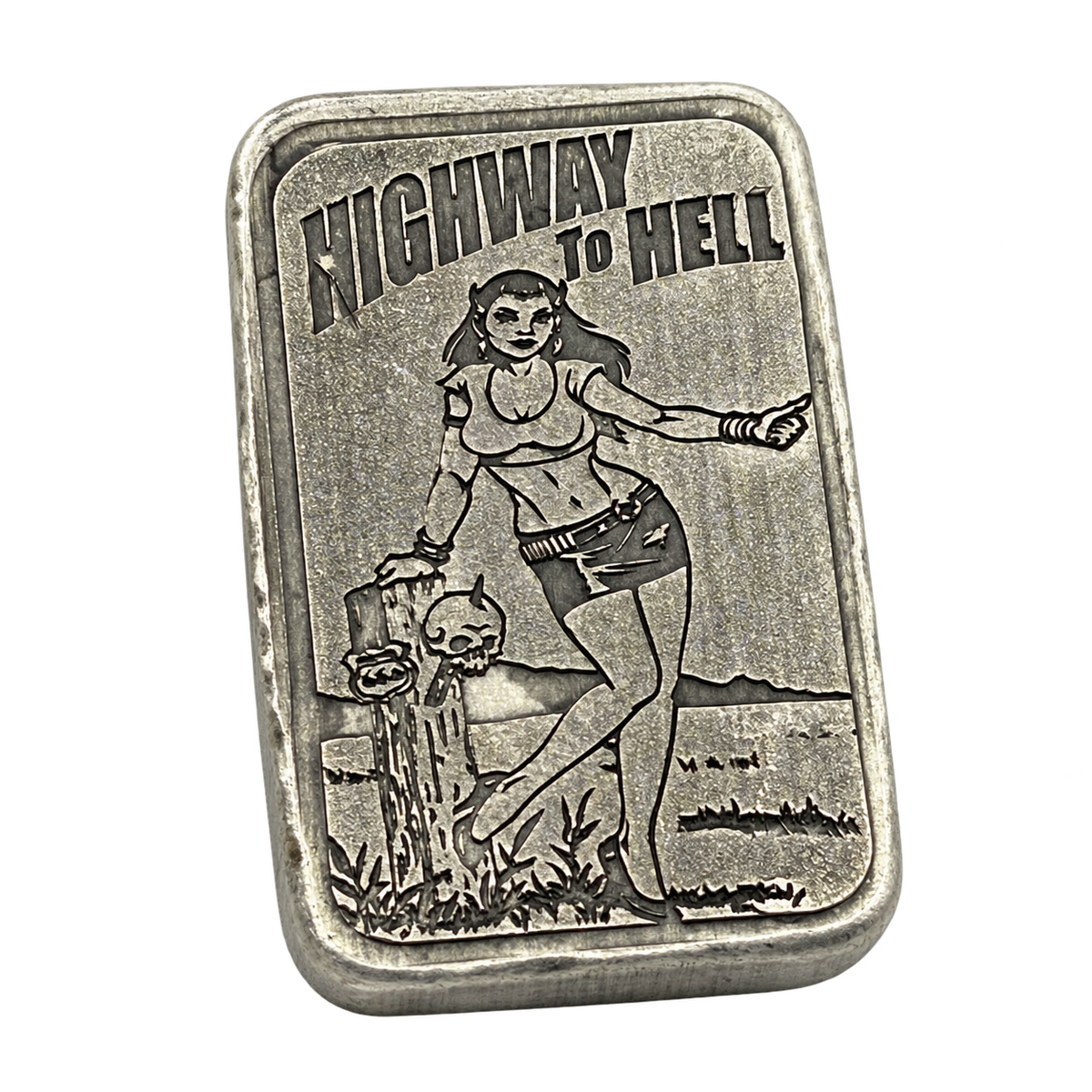 1 Oz "Highway to Hell" - Hand Poured & Stamped .999 Fine Silver Bar