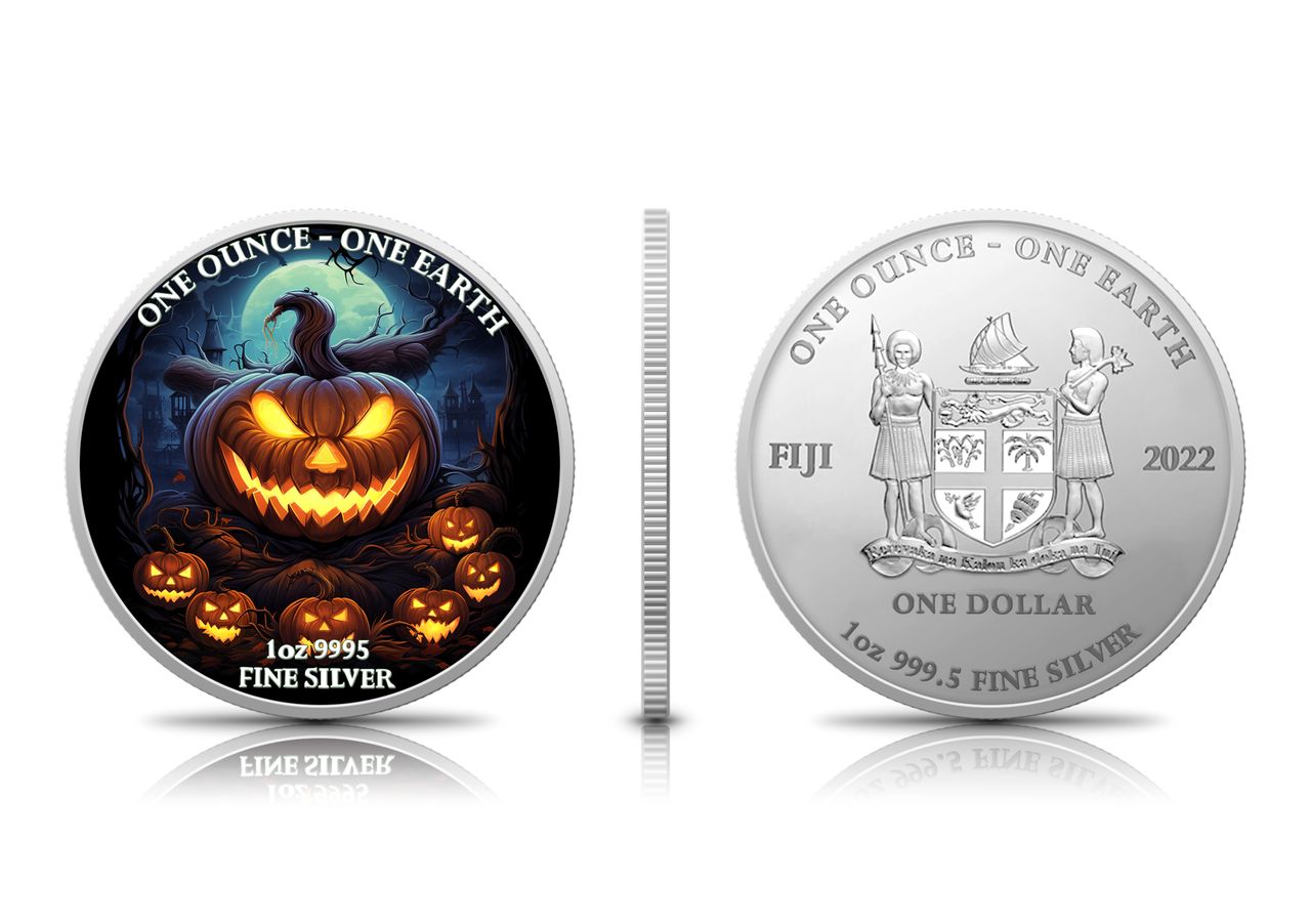 2022 Fiji One Earth Halloween Jack O' Lantern Limited Edition 1 oz Silver Coin