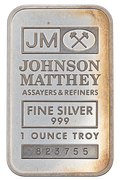 Vintage - Johnson Matthey Second Gen Hammer Back - 1 Ozt .999 Fine Silver Bar