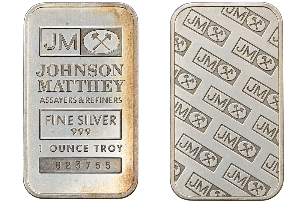 Vintage - Johnson Matthey Second Gen Hammer Back - 1 Ozt .999 Fine Silver Bar