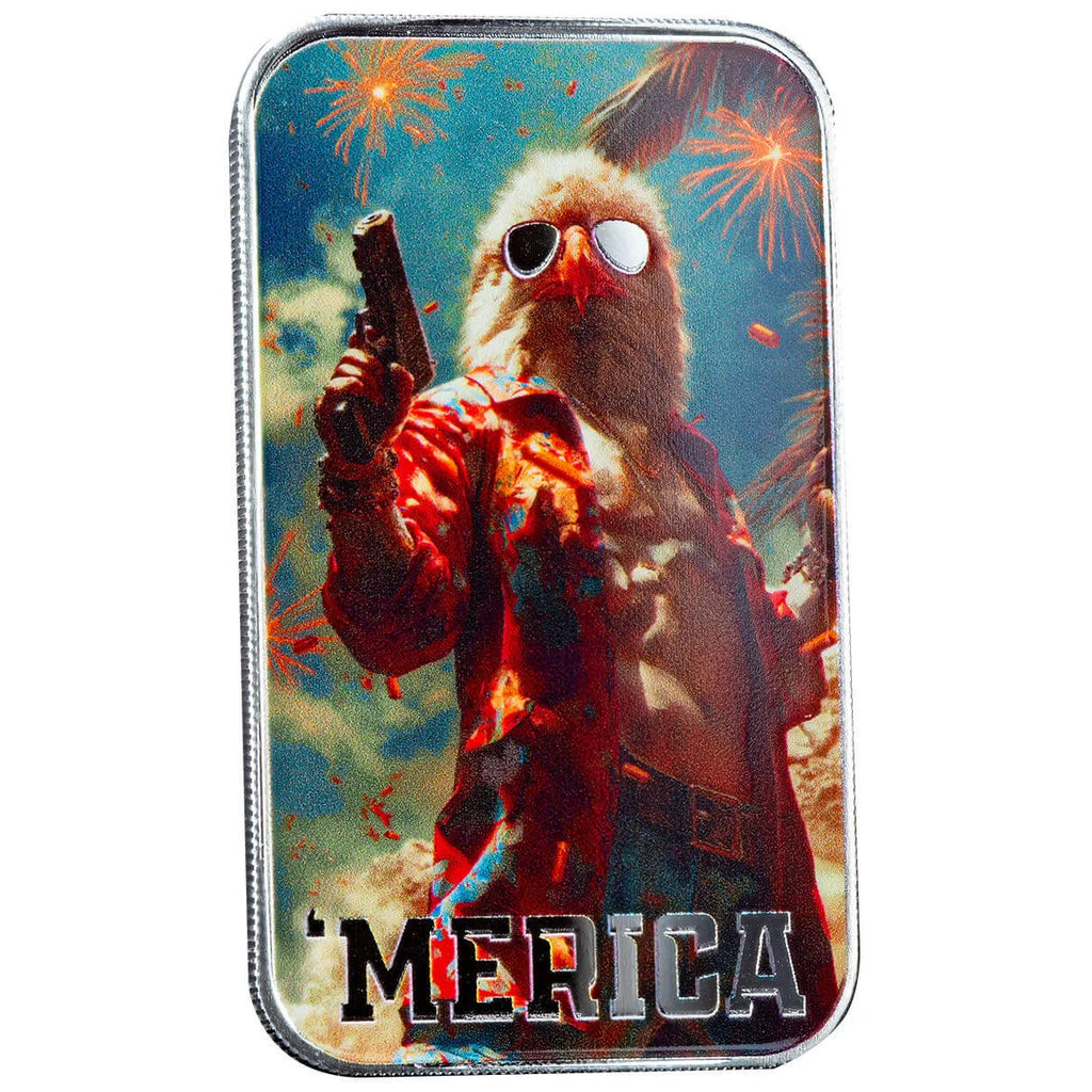 'Merica' Eagle - 1 Ozt .999 Fine Silver Art Bar