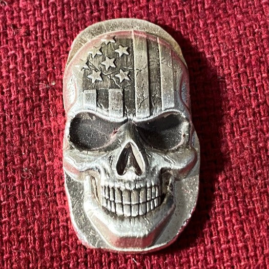 0.5 Oz "Merica Skull" - Hand Poured .999 Fine Silver Bar