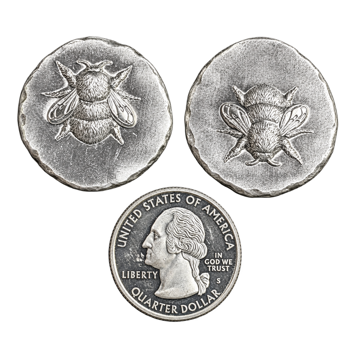0.5 Oz - 'Buzzin' Bee' - Hand Poured .999 Fine Sliver Round
