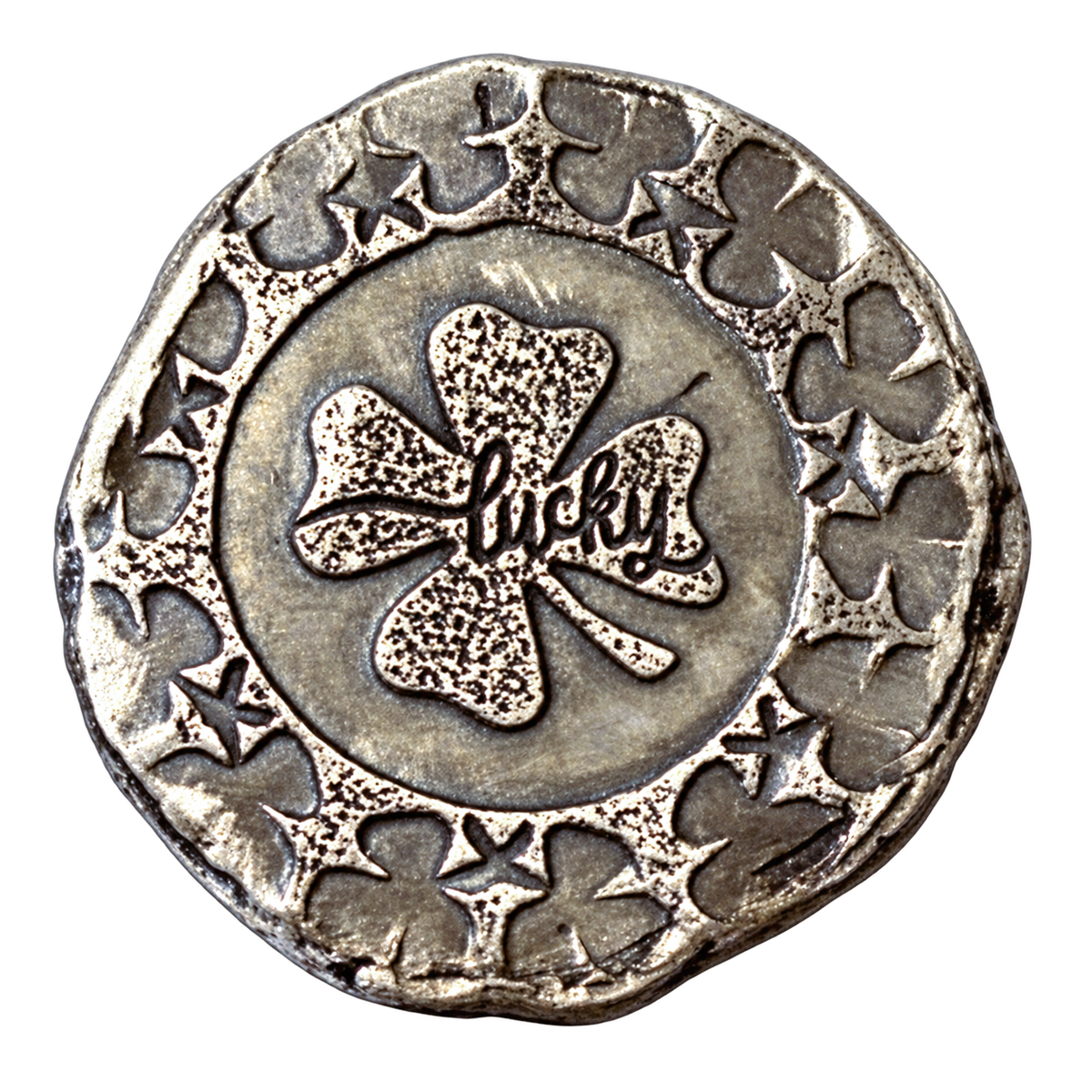 0.5 Oz 'Lucky 4 Leaf Clover'- Hand Poured & Round Stamped .999 Fine Silver Round