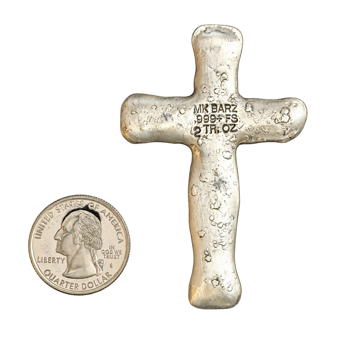 2 Oz 'ORNATE CROSS' - Hand Poured .999 Fine Silver
