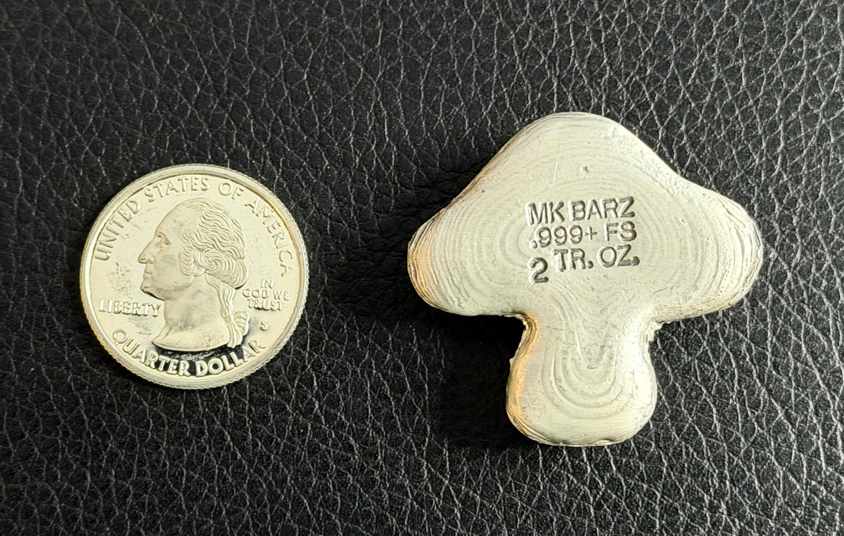 2 Oz 'Mushroom' - Hand Poured .999 Fine Silver