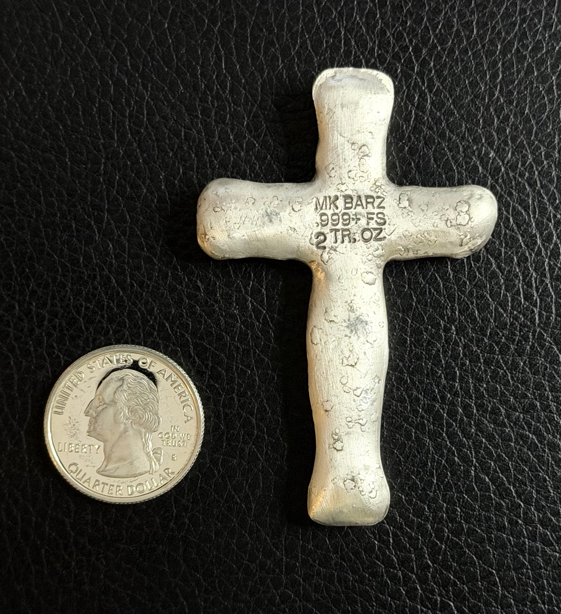 2 Troy oz MK BarZ 'ORNATE CROSS' Hand Poured