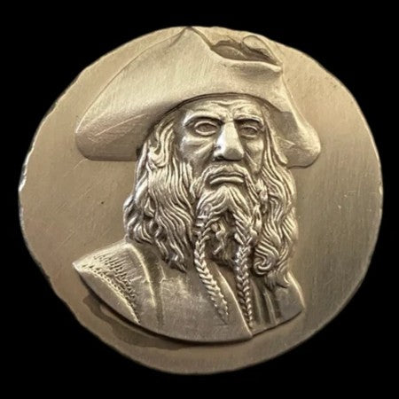 1 oz Captain Black Beard - Hand Poured .999 Fine Silver Round