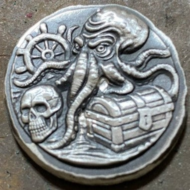 1 oz "Secrets of the Kraken" - Hand Poured .999 Fine Silver Round