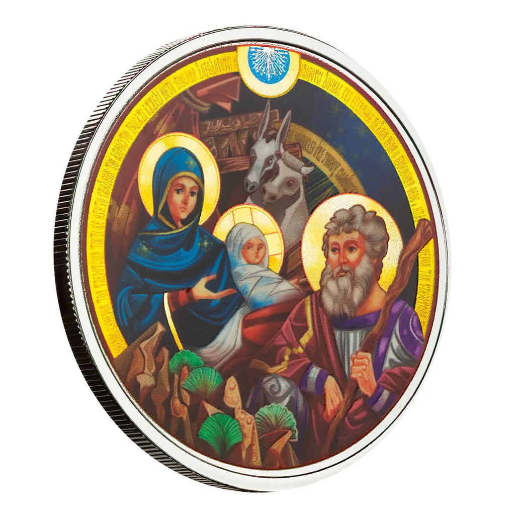 Bethlehem Manger Nativity - 1 Ozt .999 Fine Silver Colorized Round