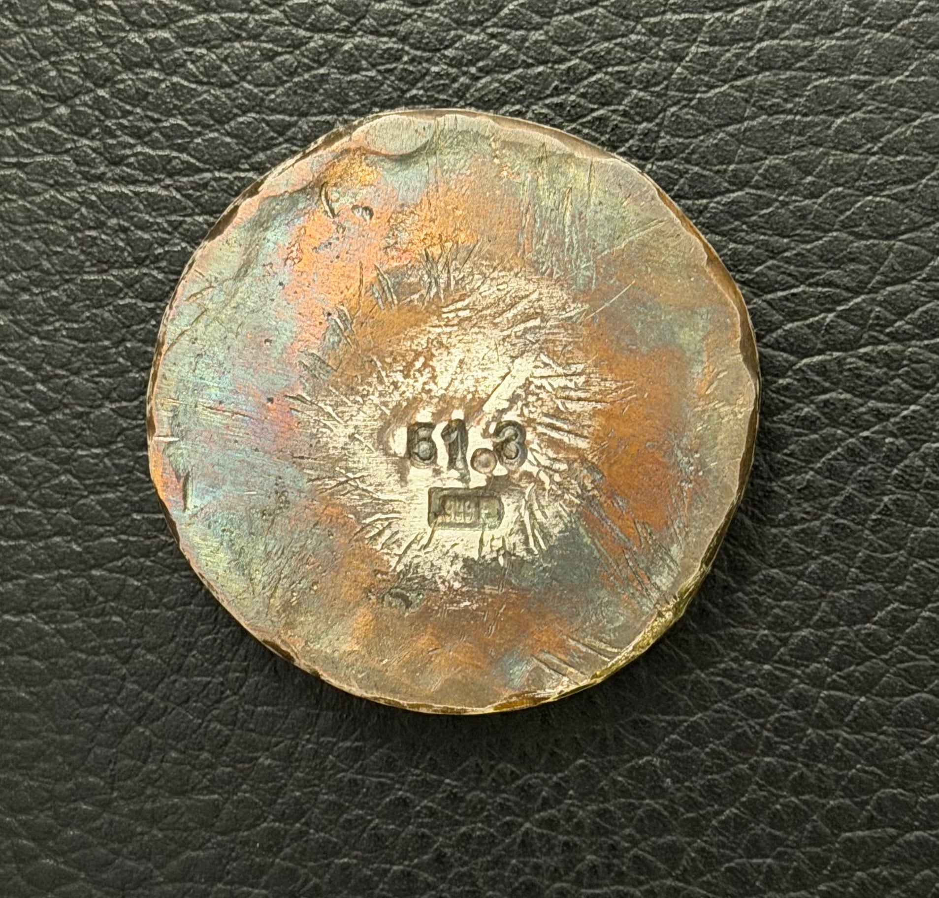 Omen - 51 Gram Hammered & Toned Round. .999 Fine Silver