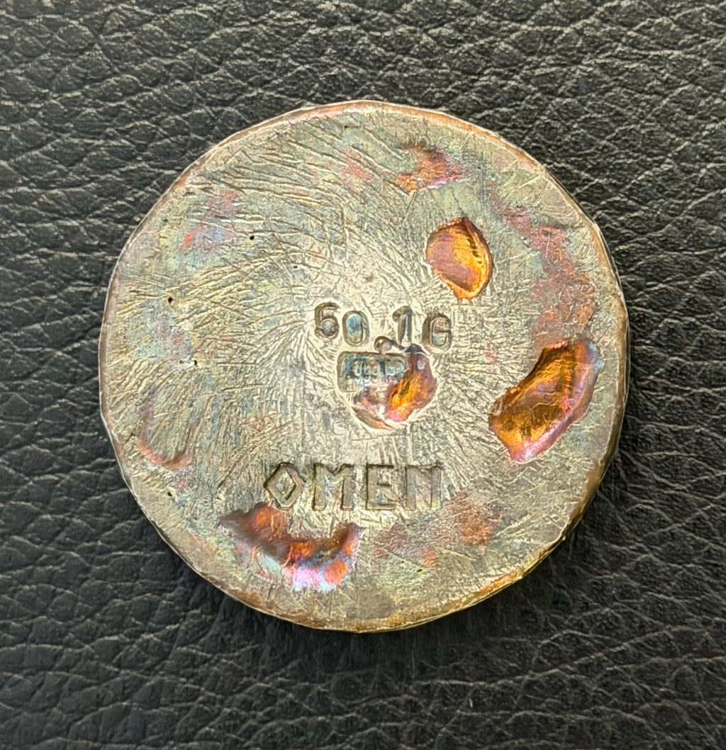 Omen - 50 Gram Owl Fireworks Toned Round. .999 Fine Silver