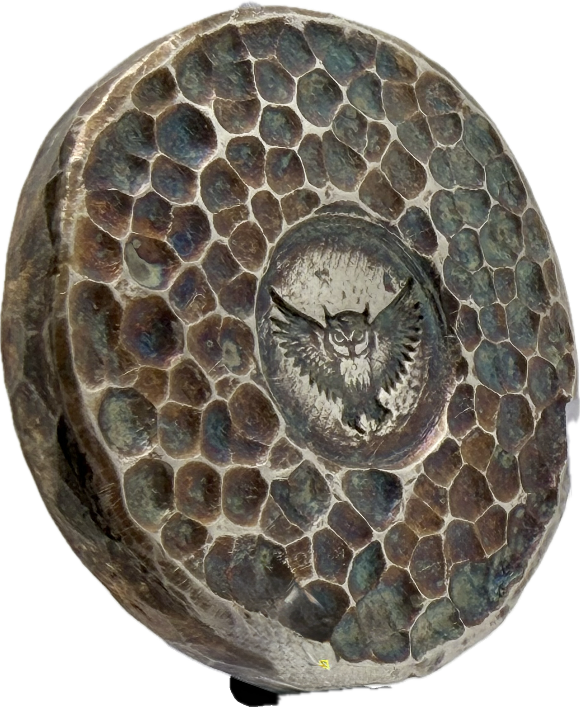 Omen - 52 Gram Owl Hammered & Toned Round. .999 Fine Silver