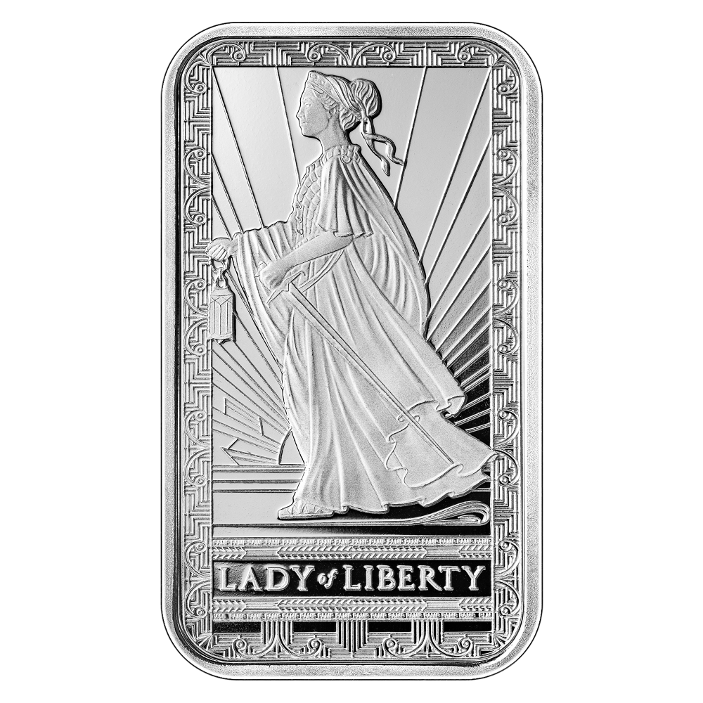1ozt Pamp "Lady of Liberty" .999 Fine Silver Bar - Secondary