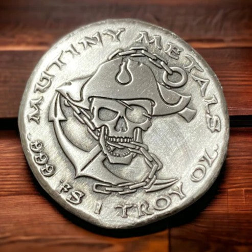 1oz "The Pirates Anchor" - Hand Poured .999 Fine Silver Round