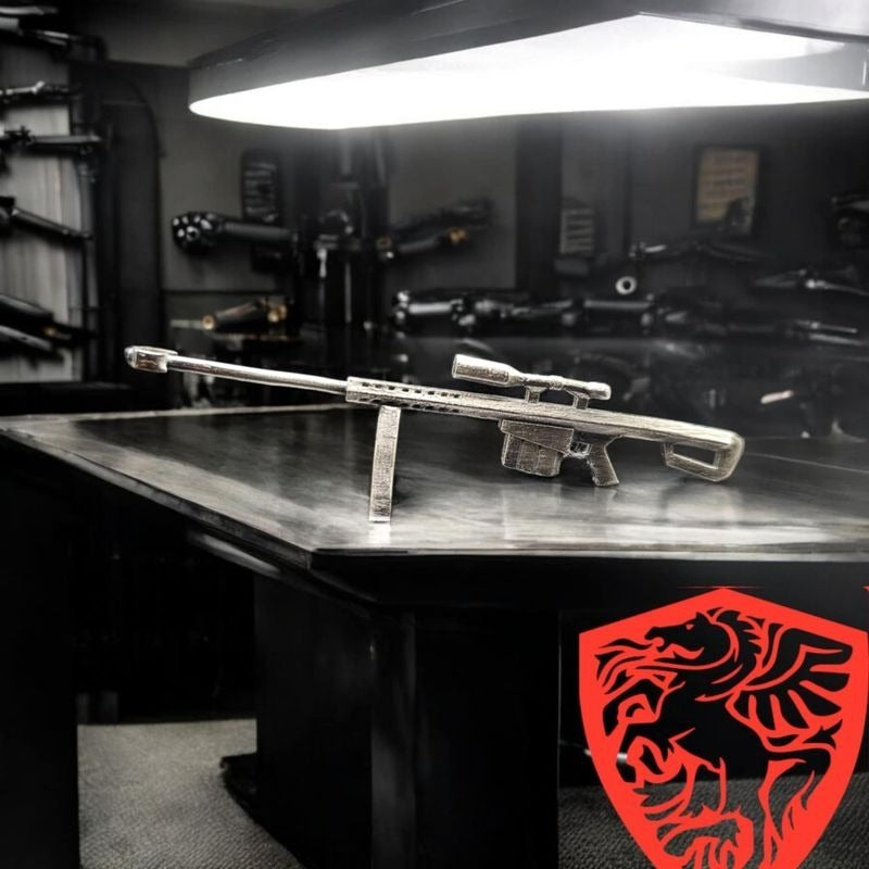 50 Caliber Sniper Rifle Poured 10g Silver Statue