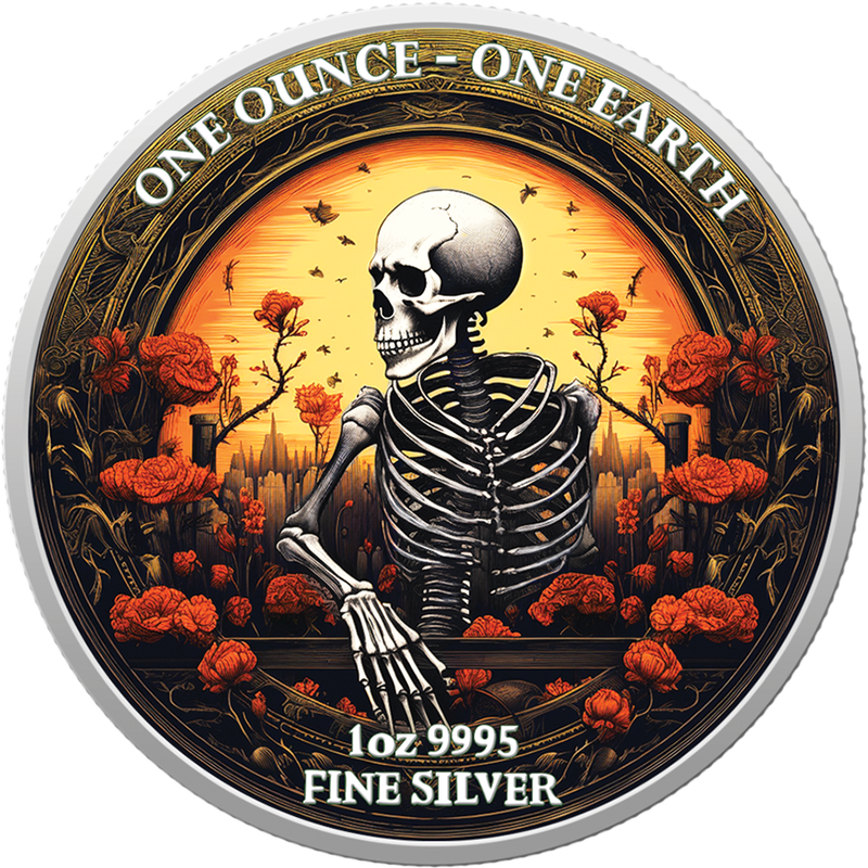 2022 Fiji One Earth Halloween Skeleton Limited Edition 1 oz Silver Coin