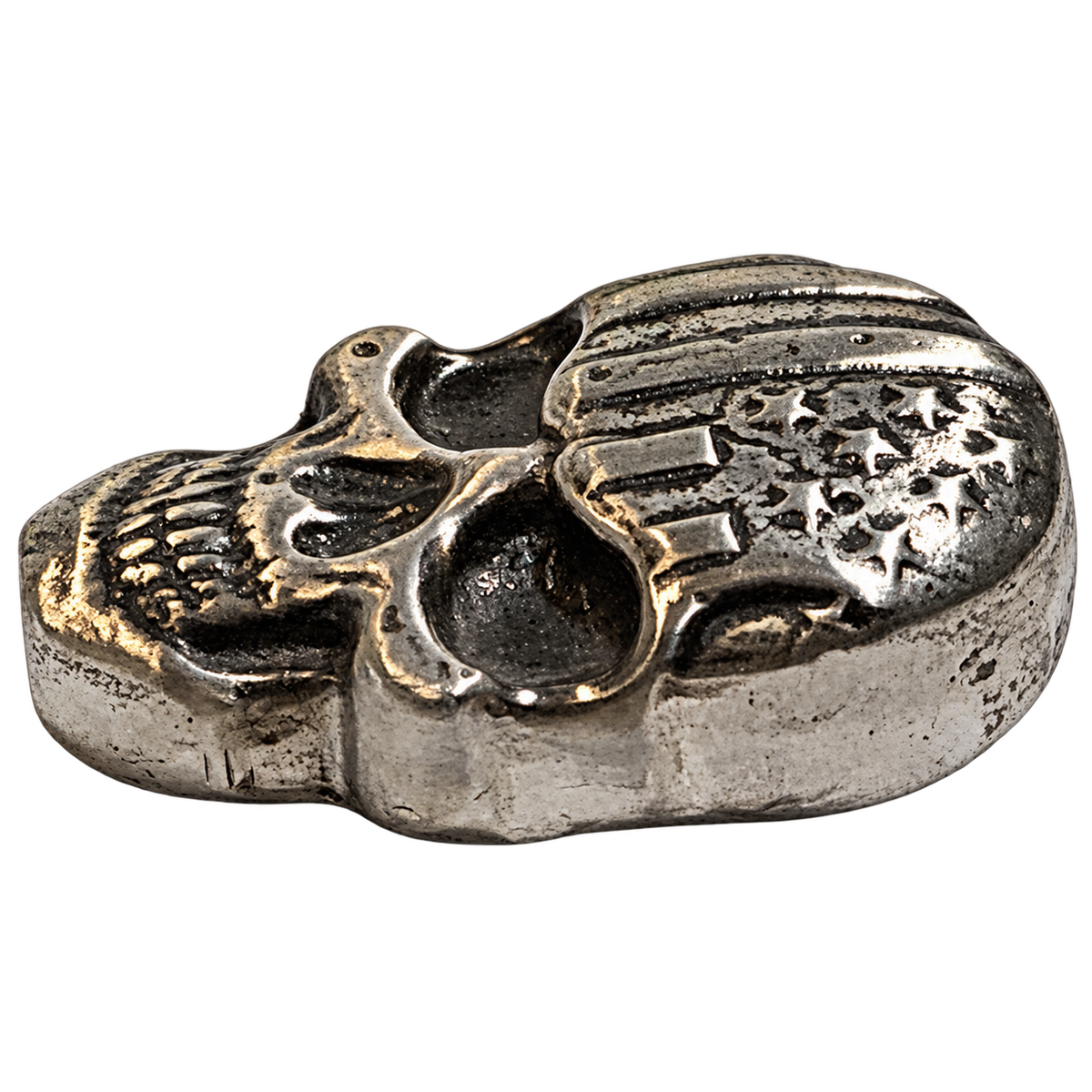 2 Oz 'Stars & Stripes Skull' - Hand Poured .999 Fine Silver
