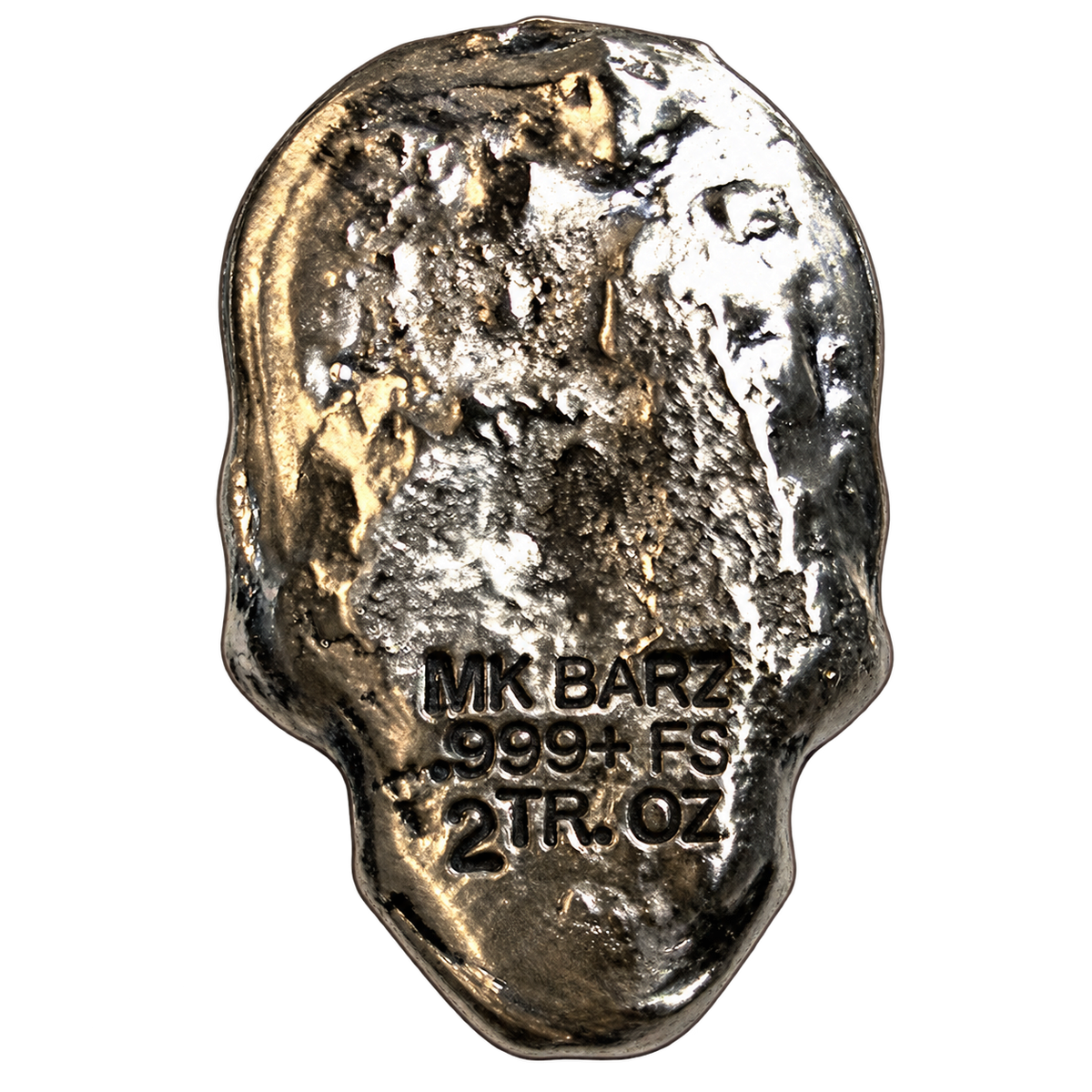 2 Oz 'Stars & Stripes Skull' - Hand Poured .999 Fine Silver