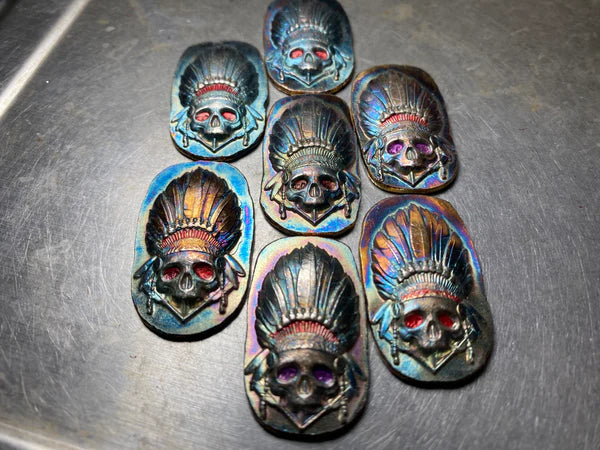 1/2oz Toned & Colored "War Chief" .999 Fine Silver Bar