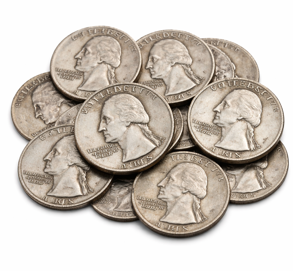 $1 Face Value – 90% Silver Washington Quarters (Circulated)