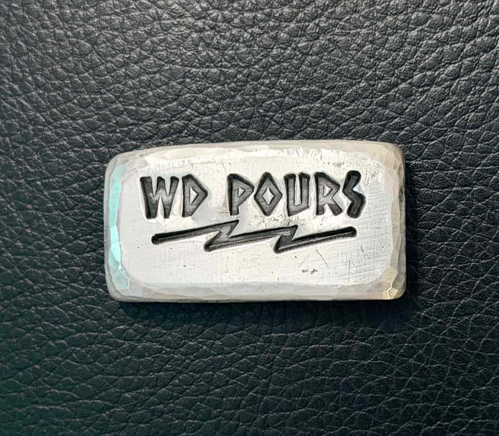WD Pours - 2 Ozt Hammered Edge Lightening Bolt Bar - .999 Fine Silver