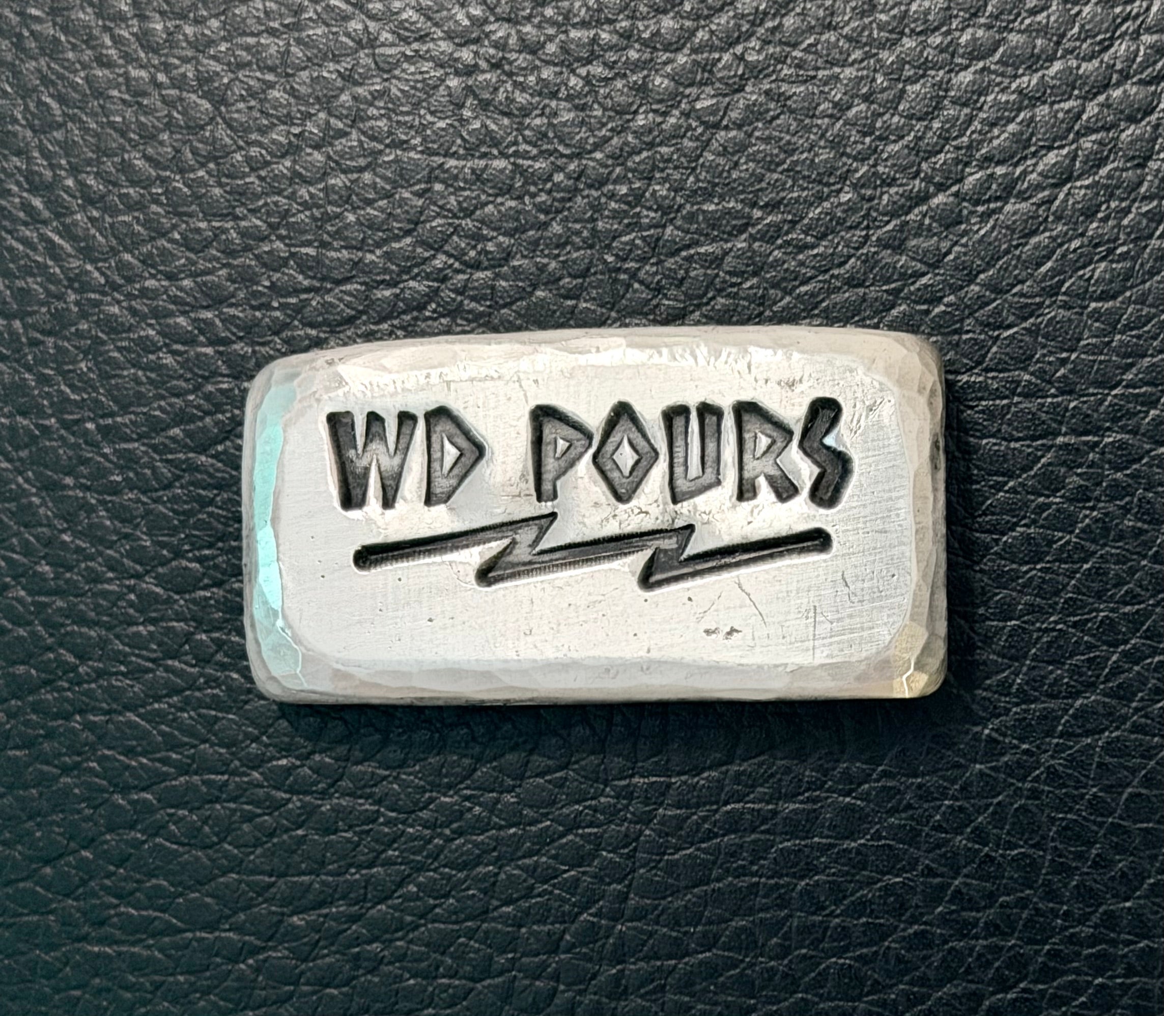 WD Pours - 2 Ozt Hammered Edge Lightening Bolt Bar - .999 Fine Silver