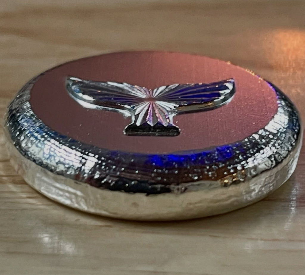 1oz Geometric Whale Tail Pressed Round .999 Fine Silver